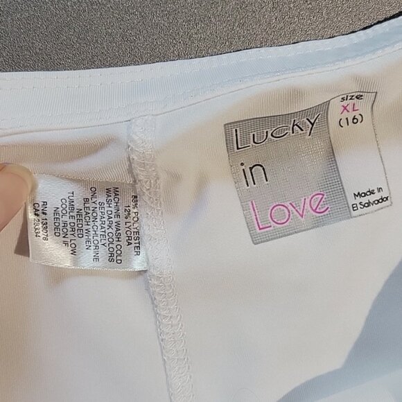 LUCKY IN LOVE white skort Scallop Tennis Skirt 14" - white sz XL EUC - Picture 3 of 3